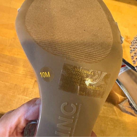 🌈 6/$60 New INC Clear Transparent Rhinestones Ankle Strap Size 10 Square 4” Heel - Picture 7 of 9